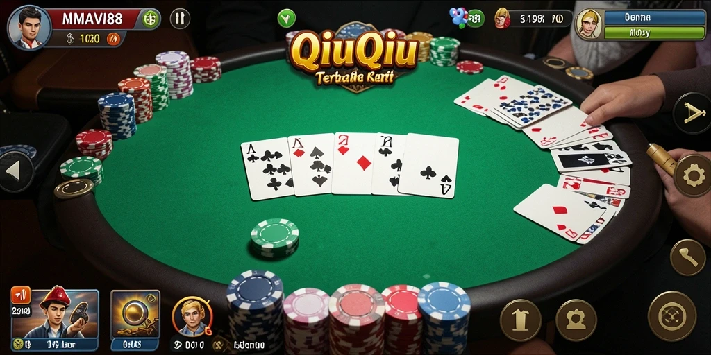Screenshot gameplay seru AMAVI88 dengan suasana permainan QiuQiu.