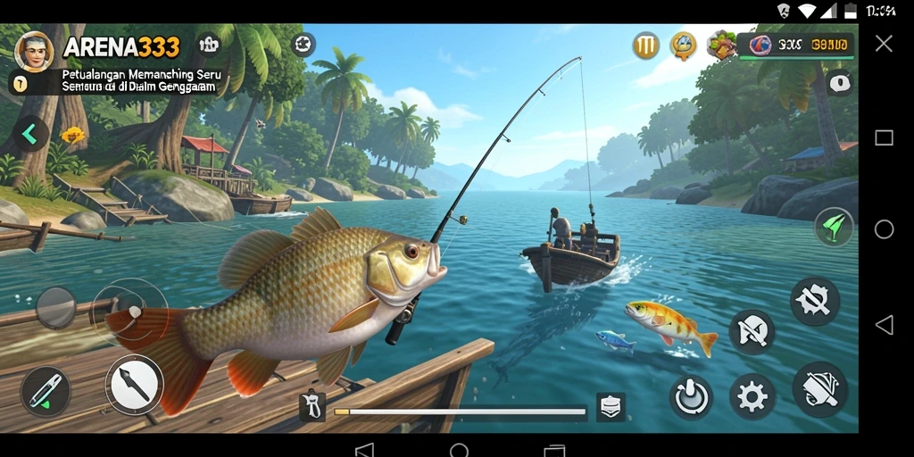 Screenshot gameplay ARENA333 yang menampilkan pengalaman memancing menarik.