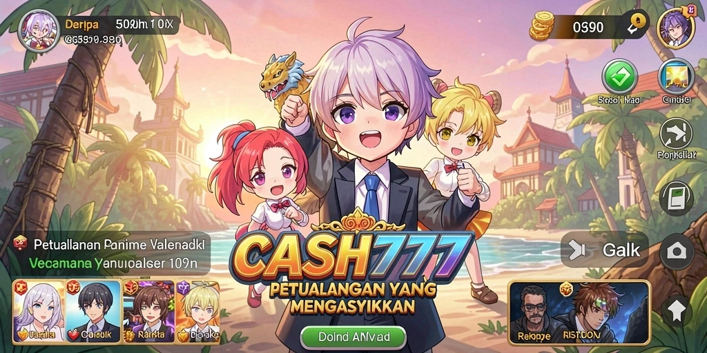 Tampilan seru dari gameplay <strong>CASH777</strong> dengan karakter Anime yang menawan.