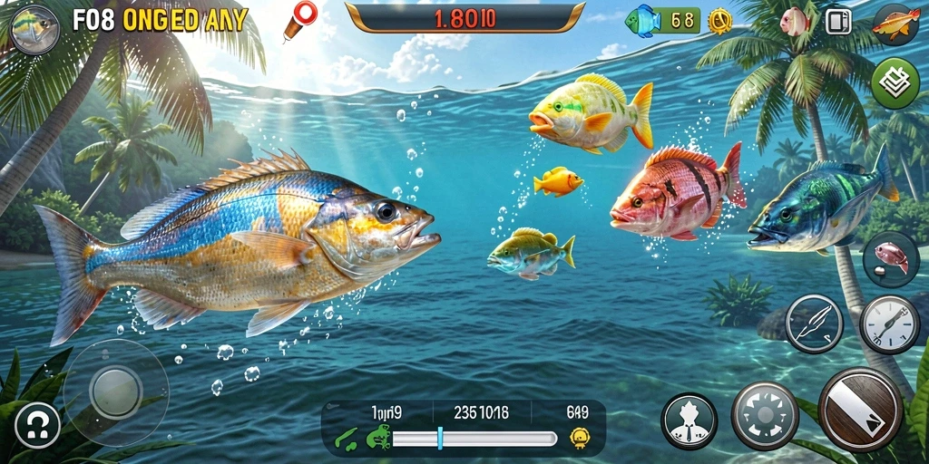 Tampilan gameplay F08 yang dinamis dan penuh warna.
