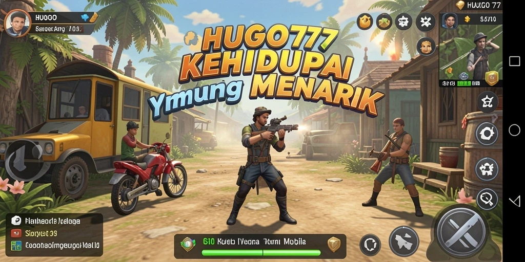 Screenshot gameplay HUGO77 yang menampilkan interaksi karakter dan lingkungan.