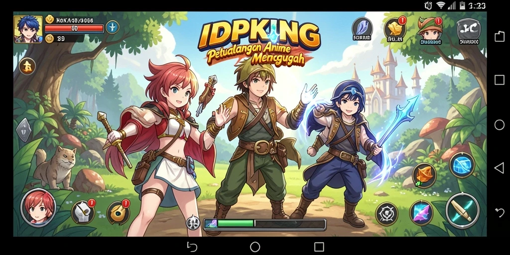 Screenshot gameplay IDPKING menampilkan aksi seru dan karakter Anime yang ikonik.