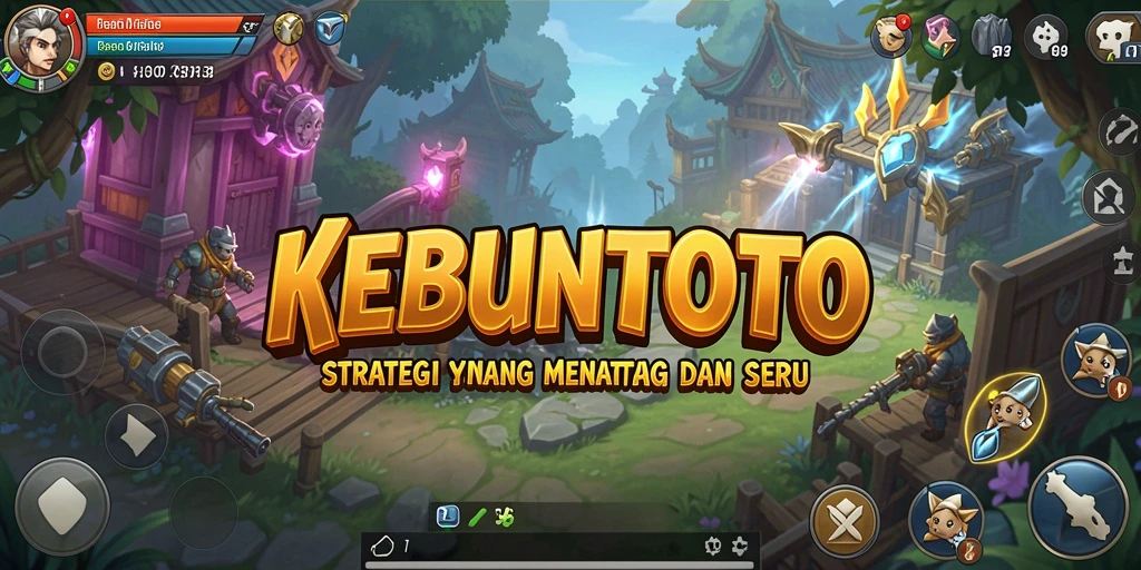 Tangkapan layar utama KEBUNTOTO menampilkan aksi strategi yang mendebarkan.