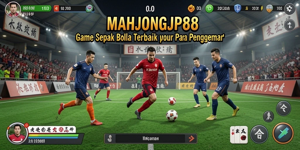 Screenshot gameplay MAHJONGJP88 menampilkan aksi seru dalam pertandingan sepak bola.