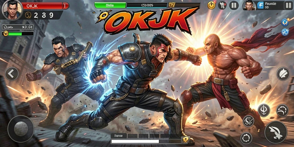 Tampilan seru pertarungan karakter di OKJK dengan aksinya yang mendebarkan.