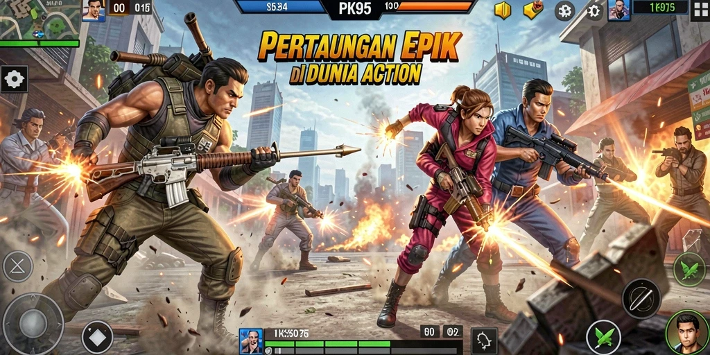 Tampilan gameplay PK95 yang mendebarkan dalam aksi penuh.