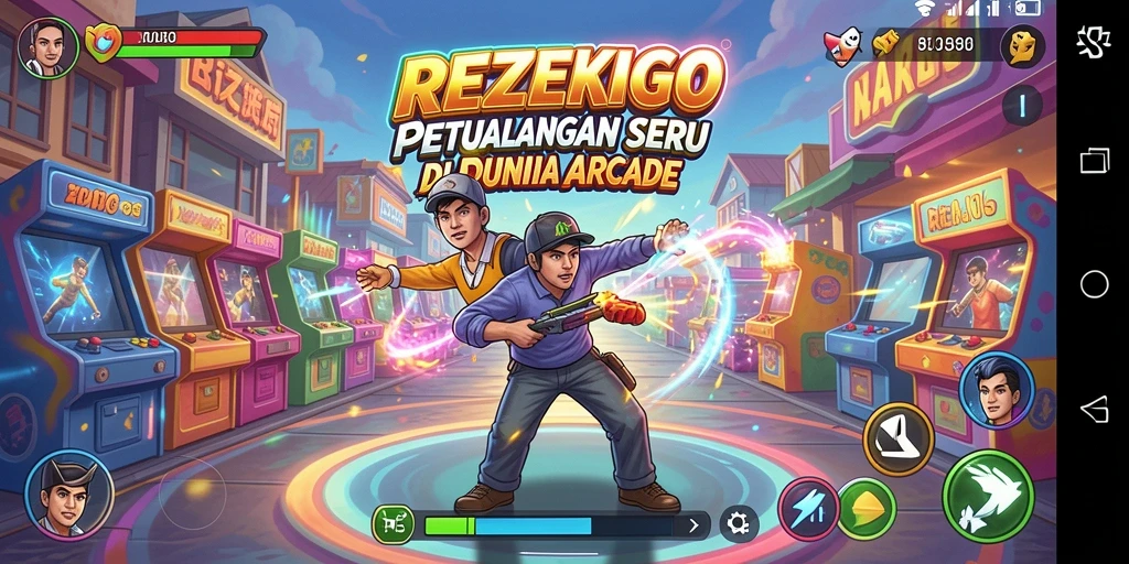 Tampilan gameplay seru dari REZEKIGO di level yang penuh warna.