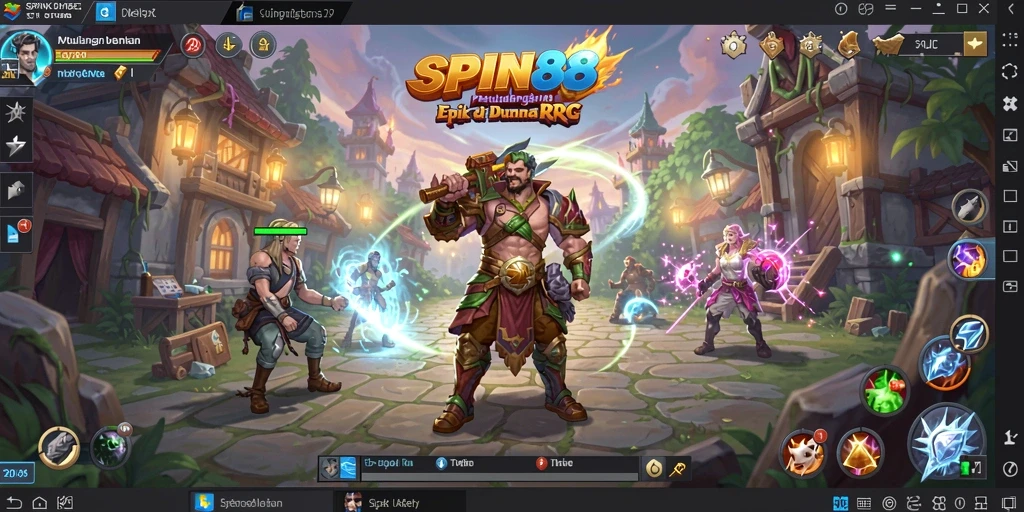 Menampilkan aksi seru dalam gameplay RPG SPIN88.