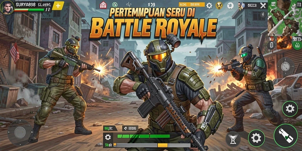 Gameplay intens di arena Battle Royale SURYA898.