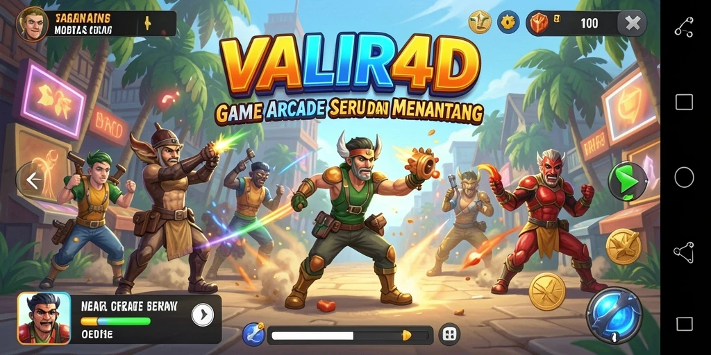 Screenshot utama VALIR4D menunjukkan gameplay Arcade yang seru dan menantang.